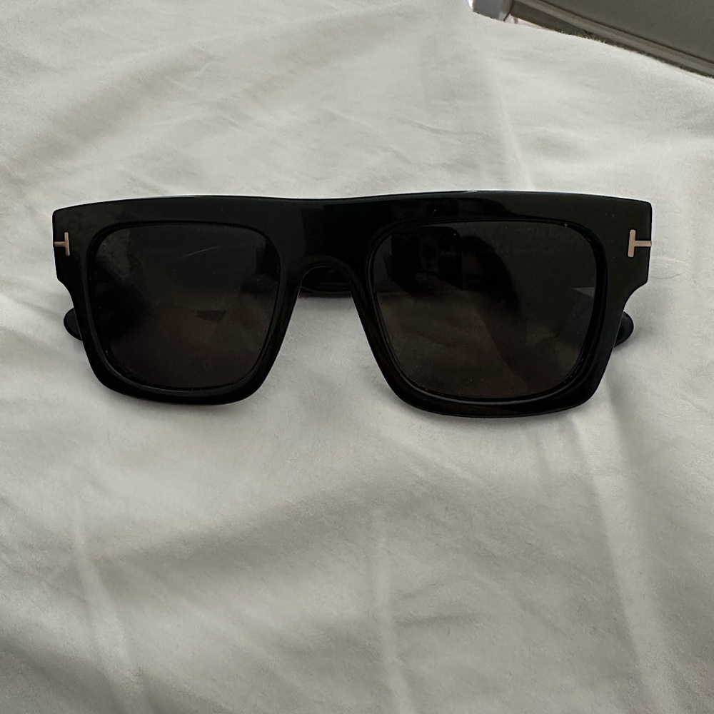 Tom Ford Black Square Oversized Sunglasses with Gold Accent